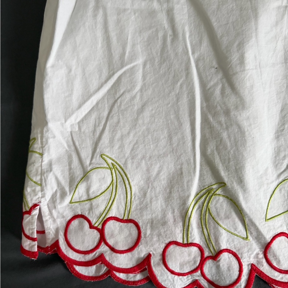 Maeve White Button-Down Shirt with Red Cherry Trim - Picture 8 of 11